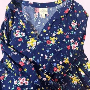St. John's Bay Navy Floral Blouse